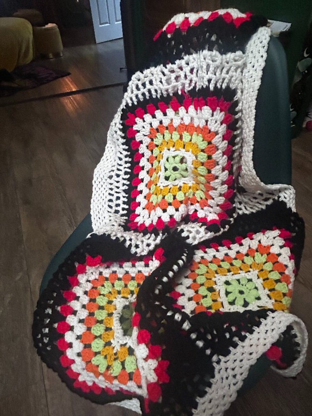 Crochet granny square blanket throw